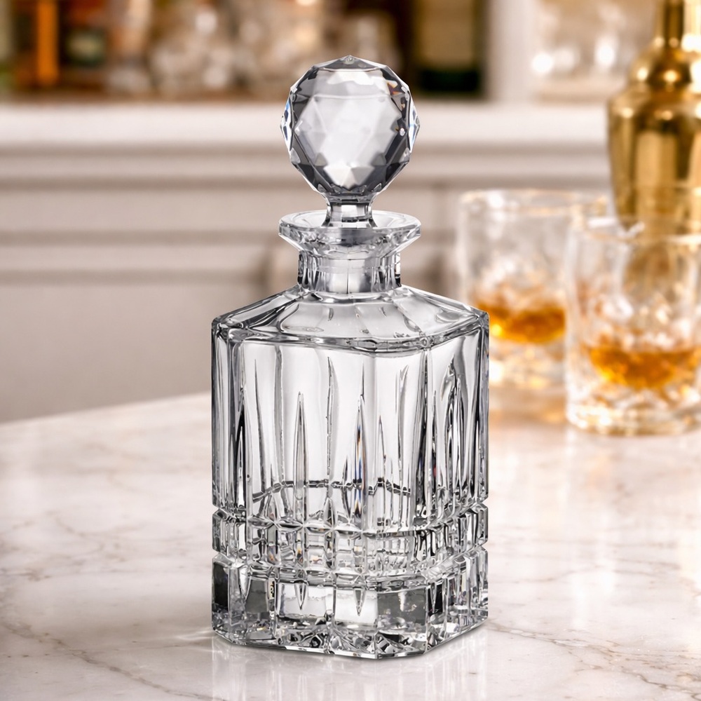 Bohemia Czech 24%‎ Lead Crystal Dover Decanter Square w Stopper